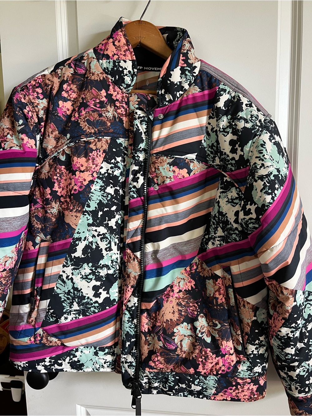 FP Movement by Free People Multicolor Floral & Stripe Puffer Jacket
